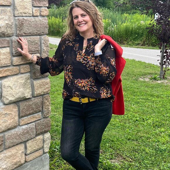 Cabi 4531 Fiesta Chiffon Blouse Medium EUC - Picture 6 of 6